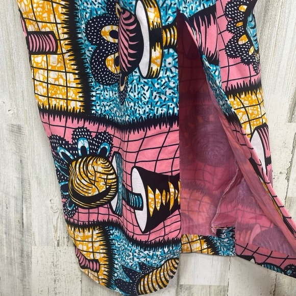 Handmade Midi Dress Wearable Art Puff Sleeve Abstract Colorful Estimated SizeM - Picture 4 of 15